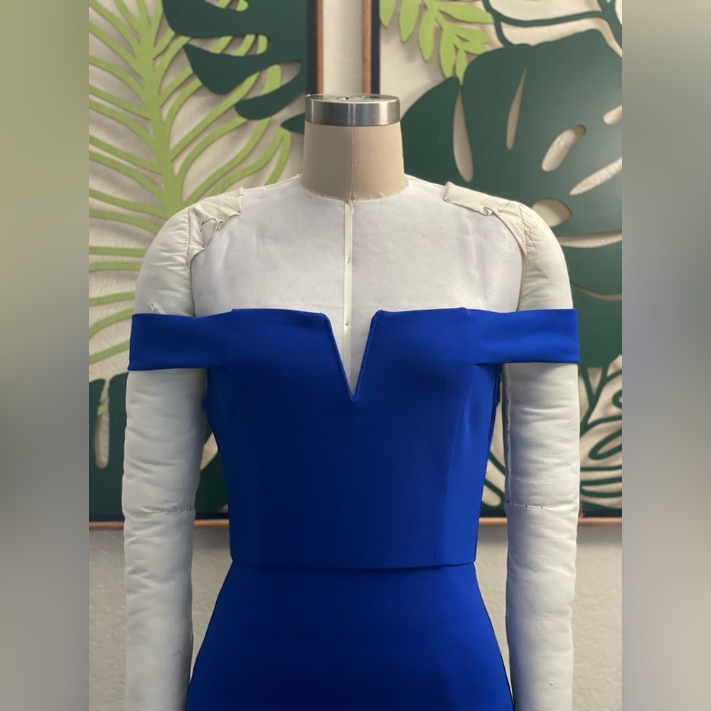 AX PARIS BLUE OFF SHOULDER HIGH LOW DRESS - Picture 7 of 9